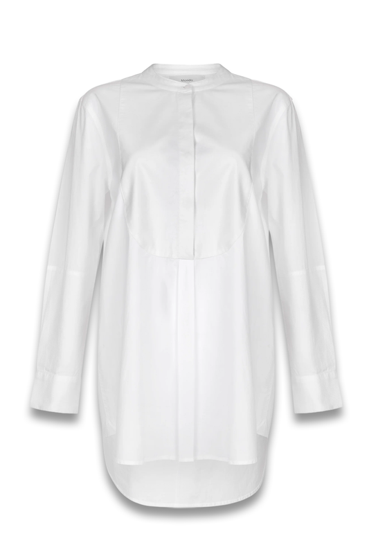 Tuxedo Shirt- White Cotton Poplin