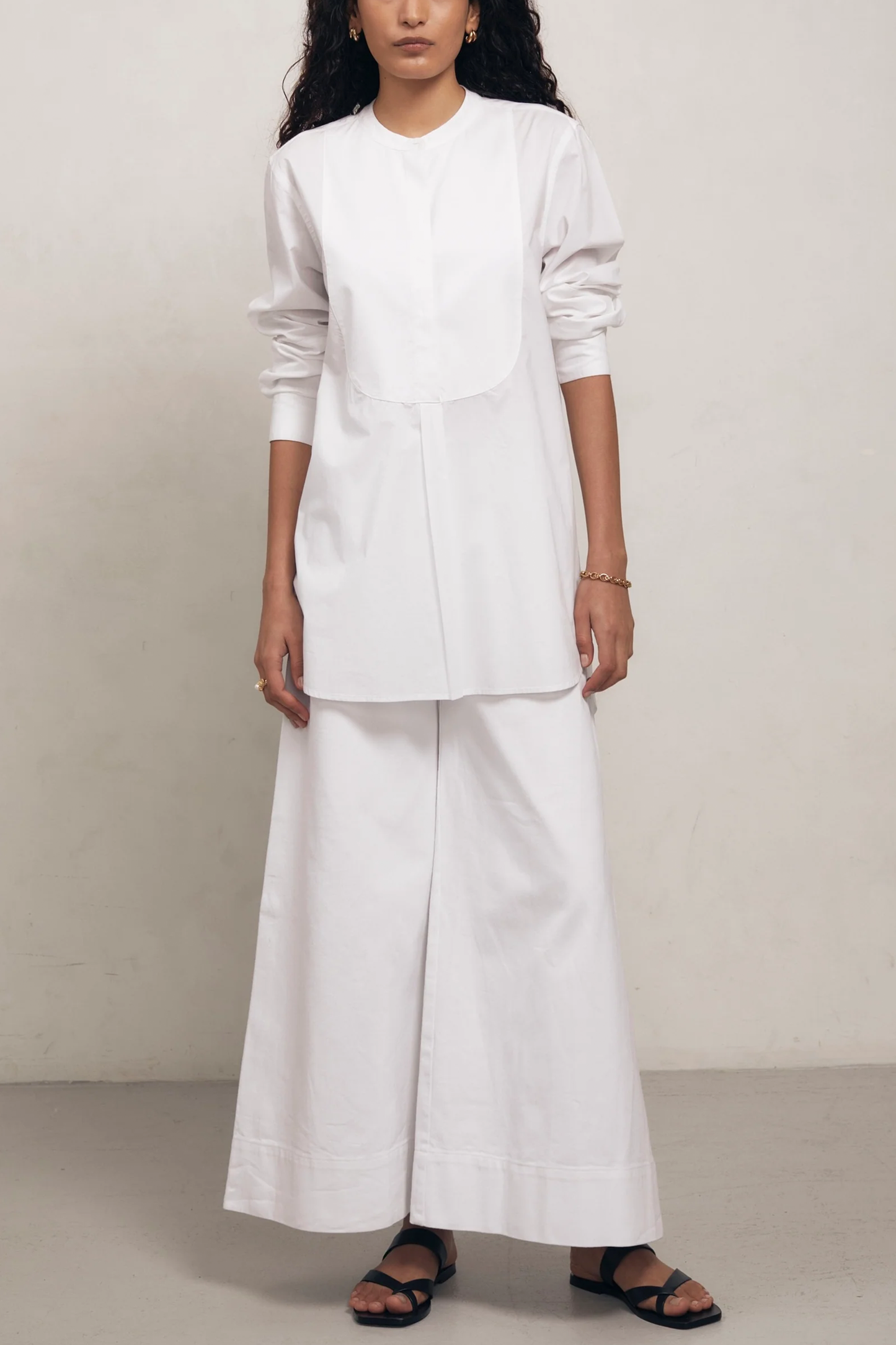 Tuxedo Shirt- White Cotton Poplin
