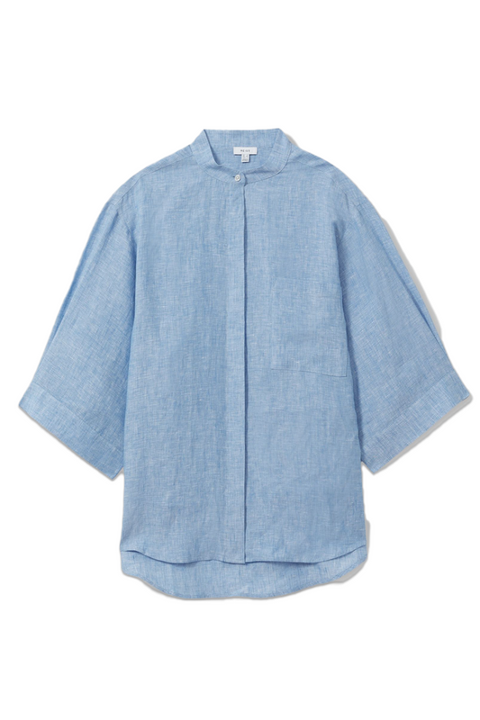 Dusty Blue Winona Relaxed Sleeve Linen Shirt