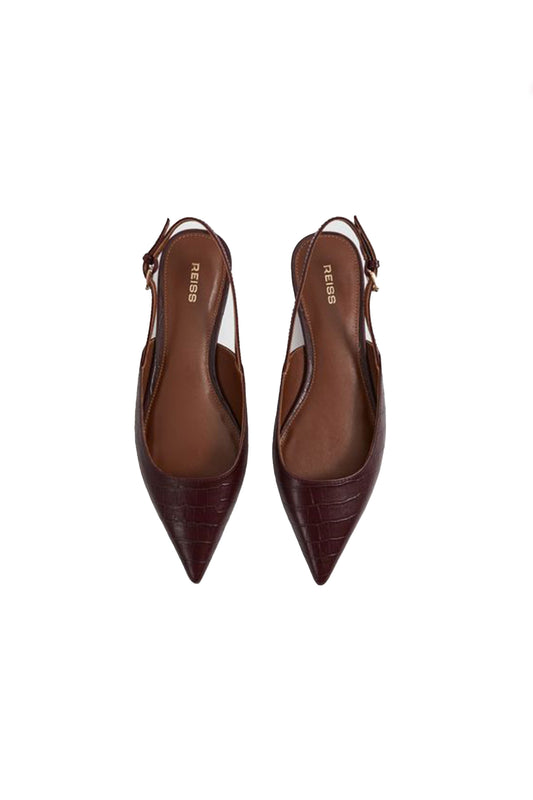 Leather Slingback Ballerina Pumps