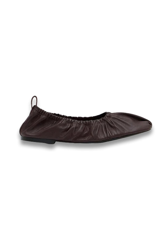 Ruby Ruched Leather Ballet Flats