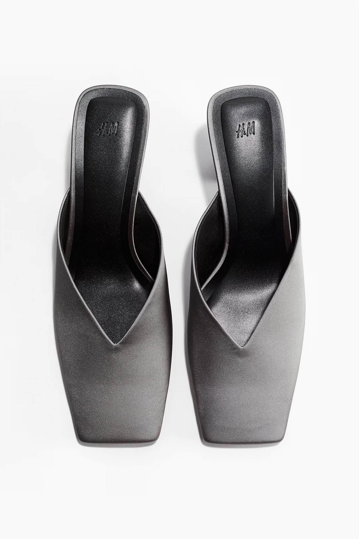 Cone-heel Satin Mules