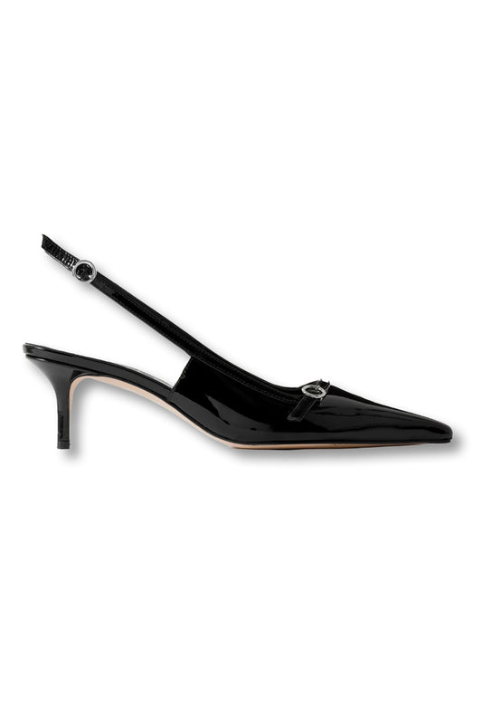 Saba Buckled Patent-leather Slingback Pumps