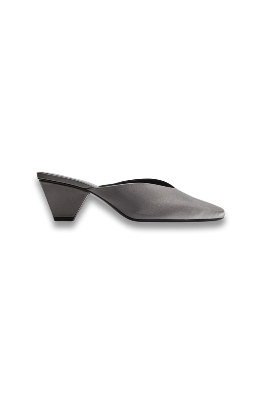 Cone-heel Satin Mules
