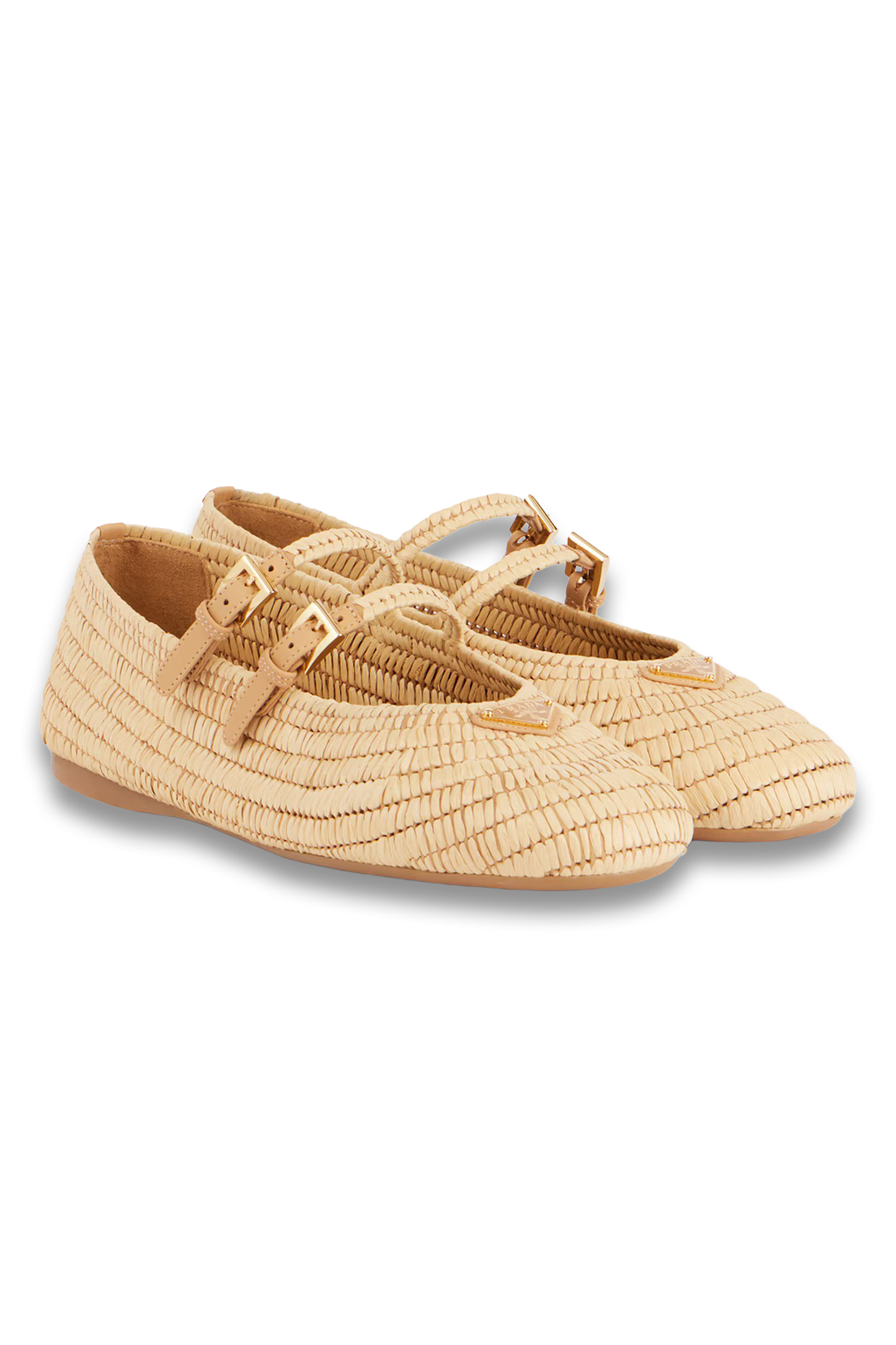 Logo Raffia-Effect Mary Jane Flats