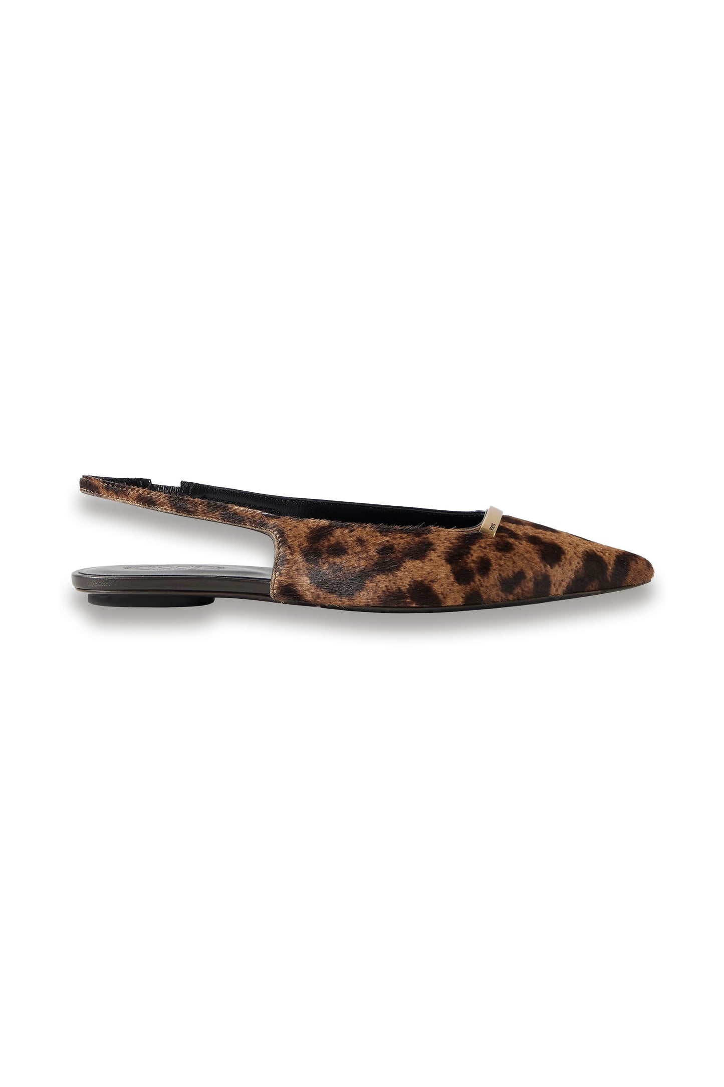 Embellished leopard-print calf hair slingback flats