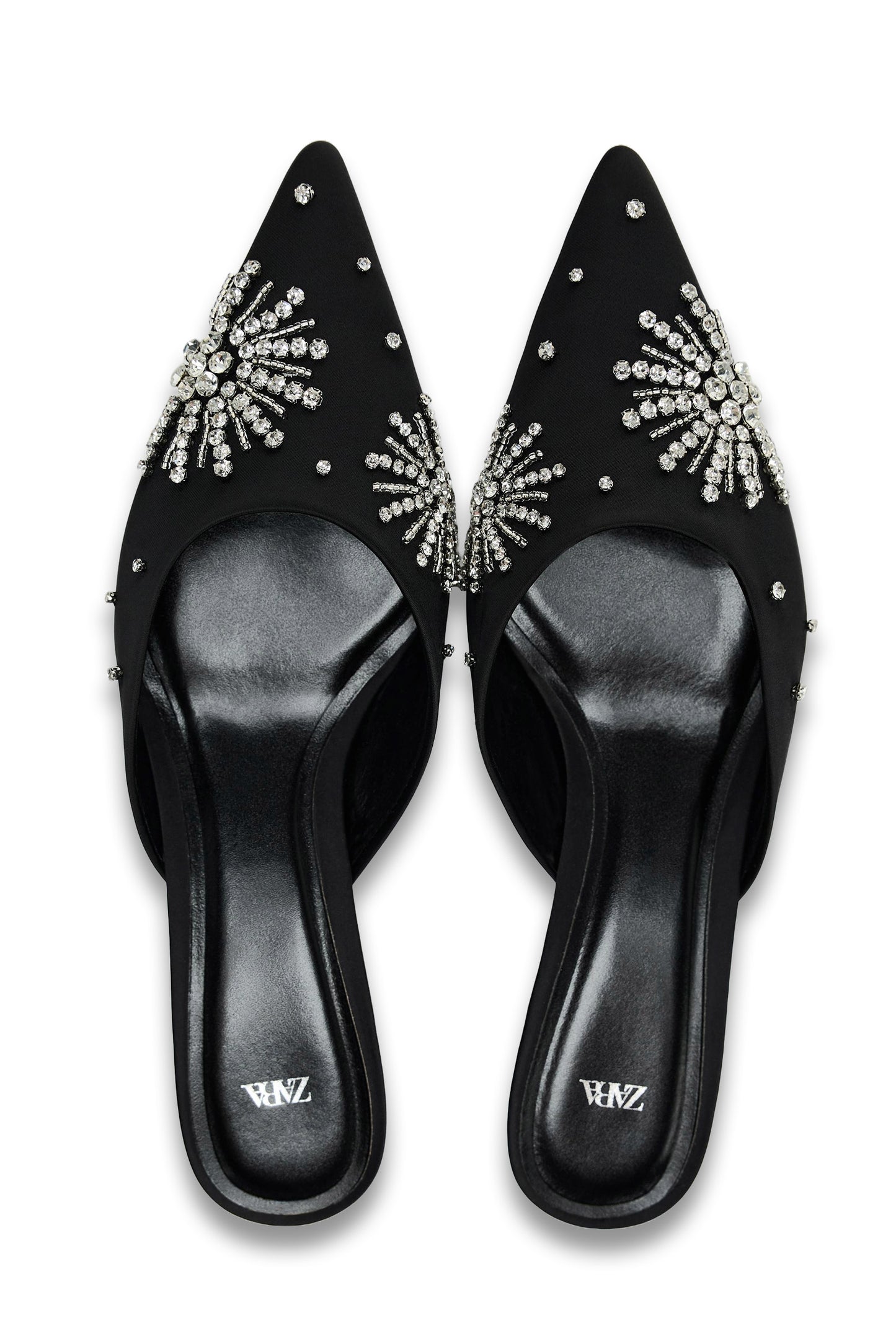 Fabric Mules With Rhinestones