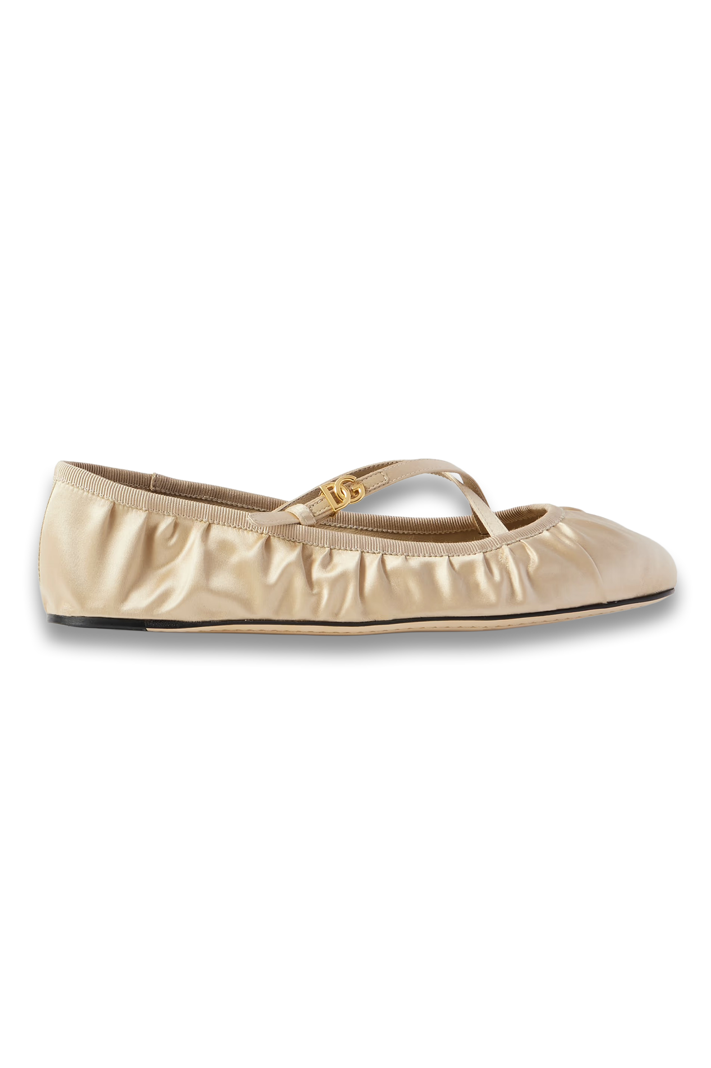 Gathered Satin Mary Jane Ballet Flats