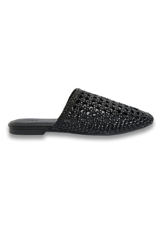 Woven Slip On Flat Mules