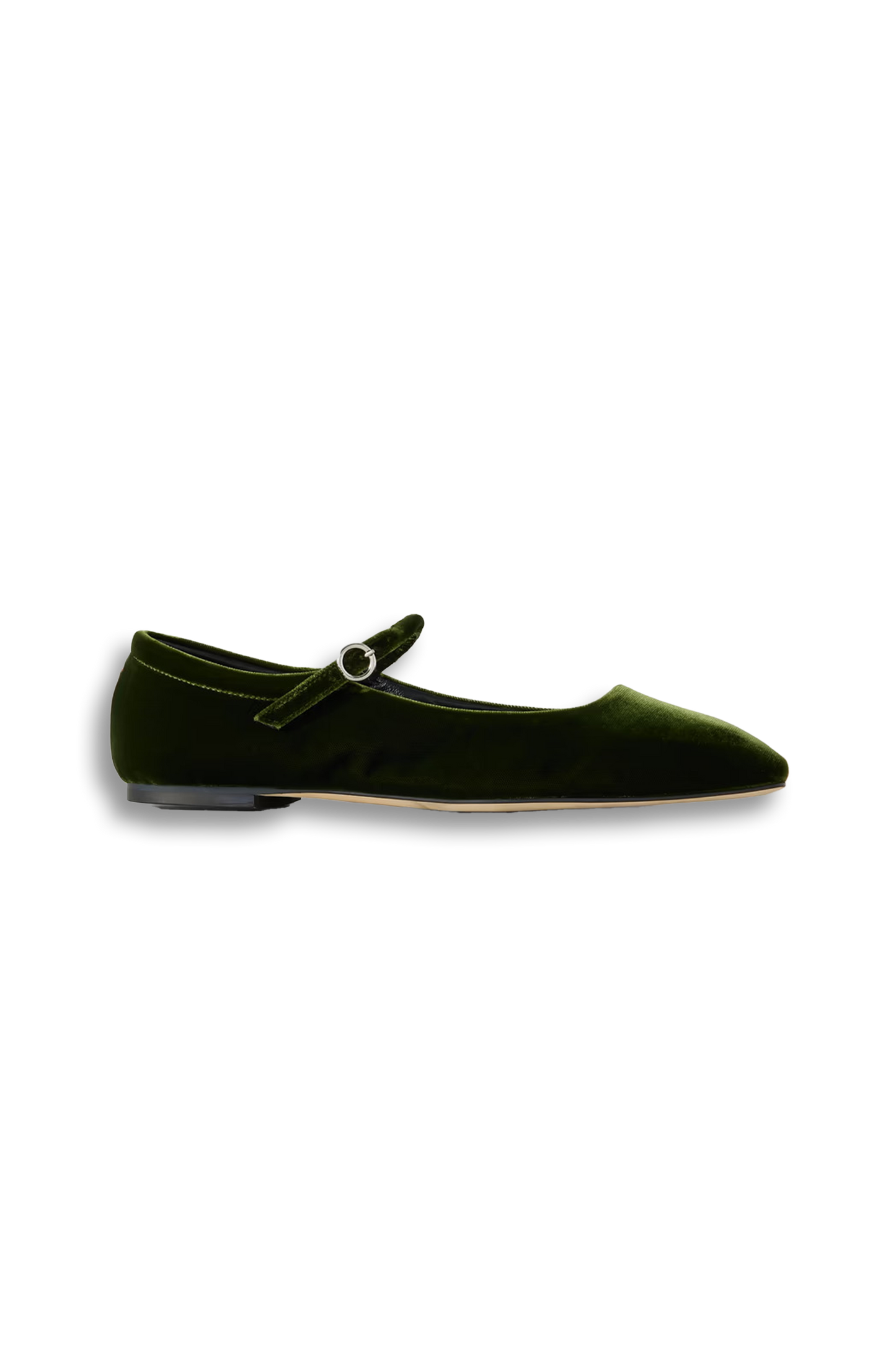 Uma Velvet Mary Jane Ballet Flats- Army Green