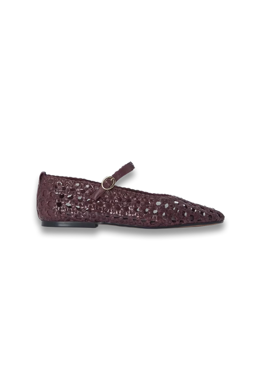 Hollies Woven-leather Ballet Flats in Bordeaux