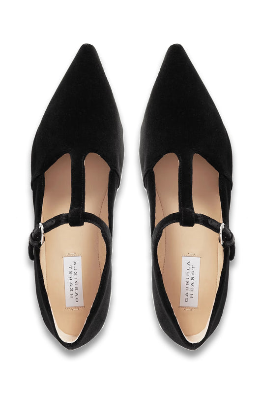 + NET SUSTAIN Lola Ballerina organic cotton-velvet Mary Jane point-toe flats