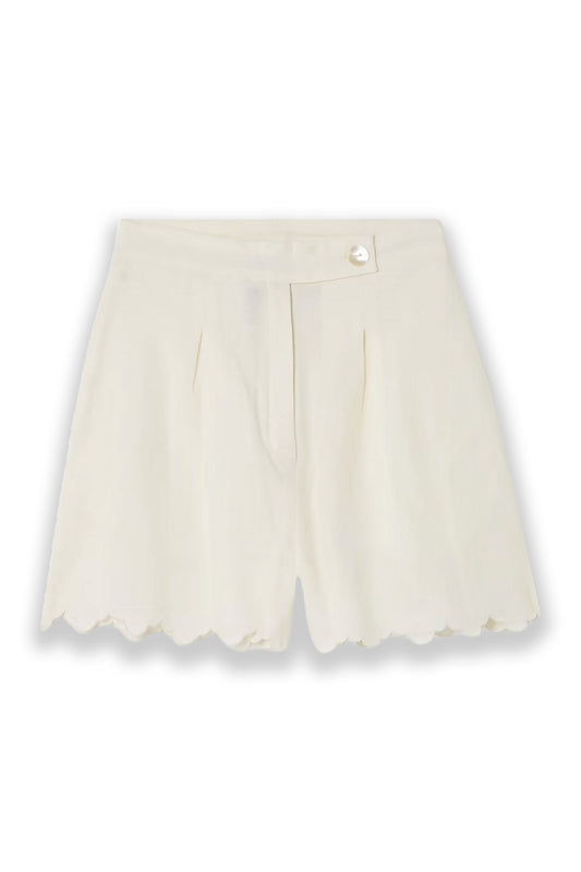 Walt Scalloped Cotton and Linen-blend Shorts