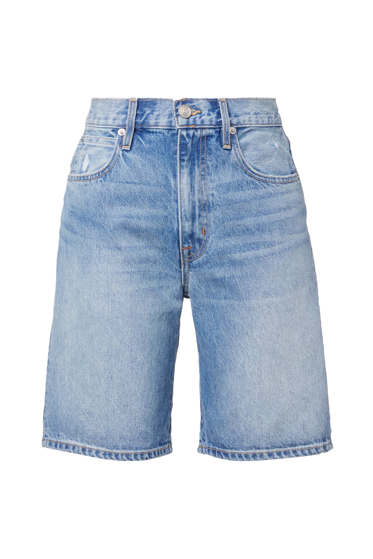 High-rise denim Bermuda shorts