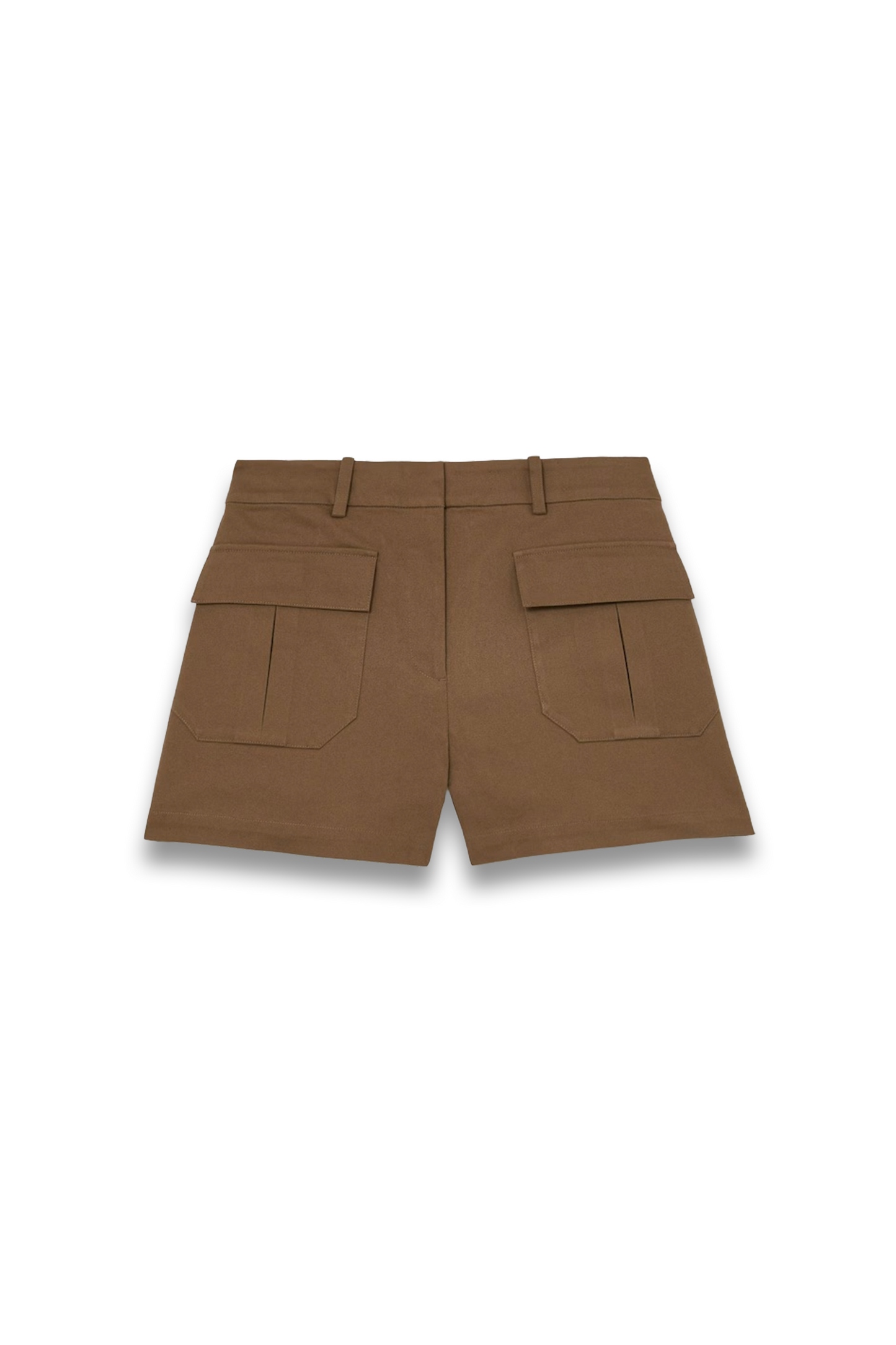Cotton Twill Flap-pocket Shorts with Stretch in Taupe Neutral