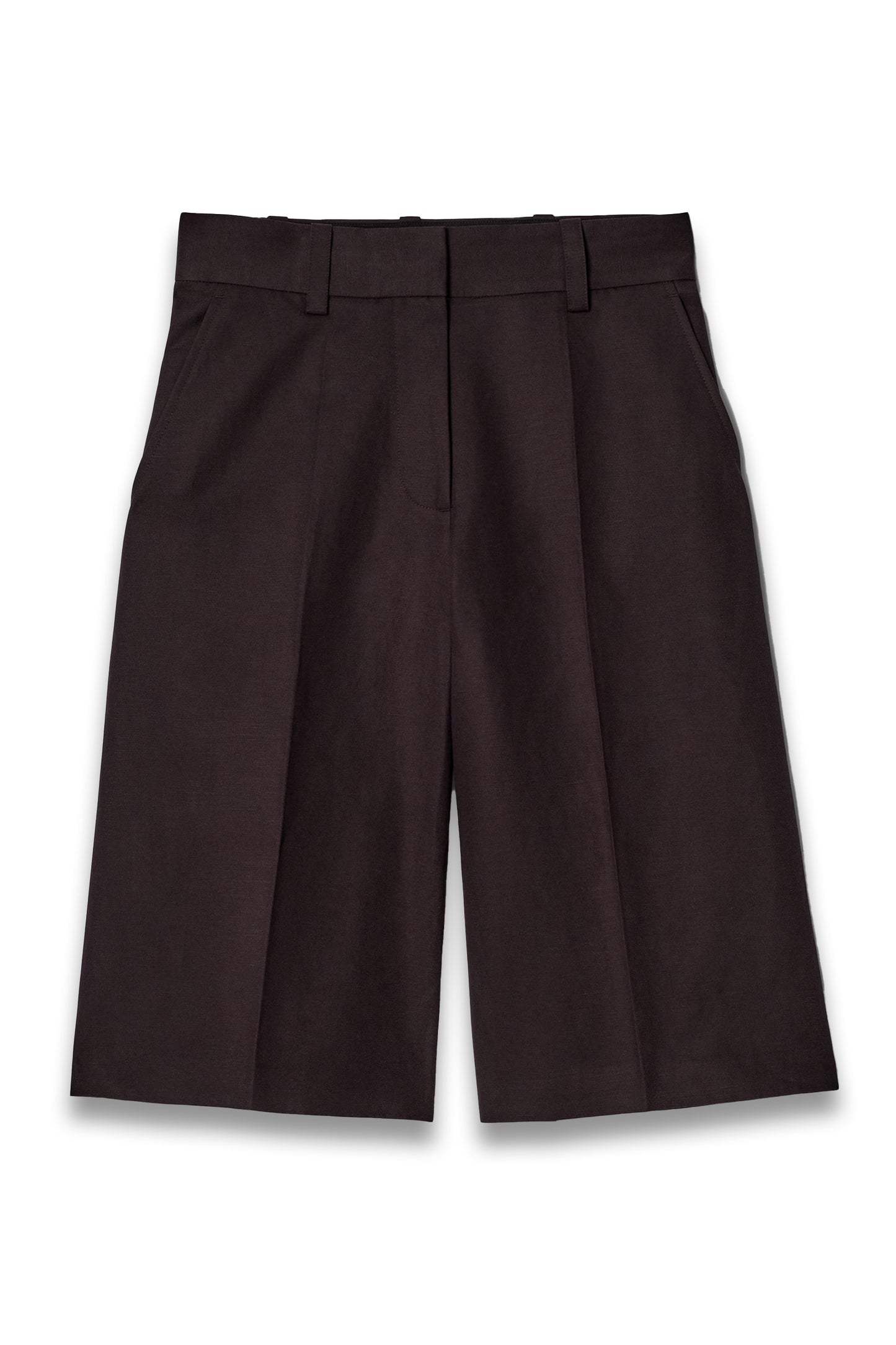 Tailored Linen-Blend Longline Shorts