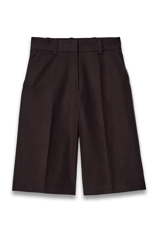 Tailored Linen-Blend Longline Shorts