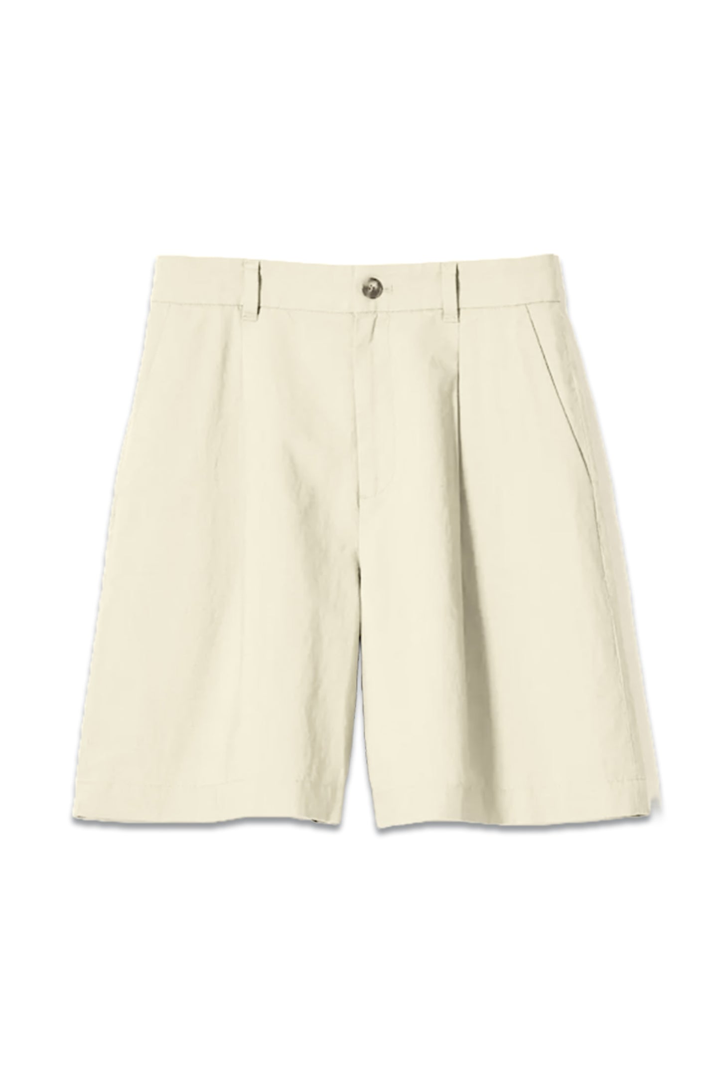 Linen blend pleated shorts beige
