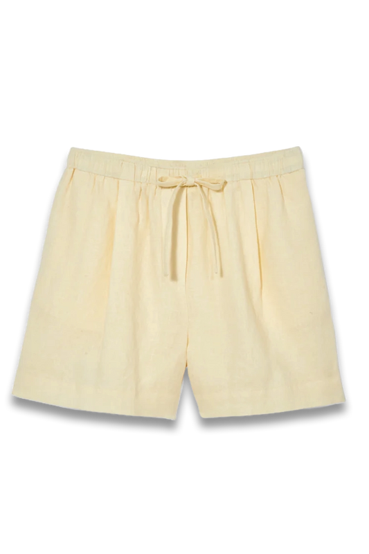 Yellow Drawstring Linen Shorts