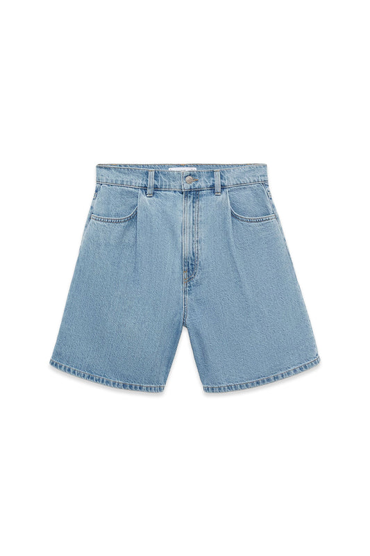Denim Shorts With Pleats