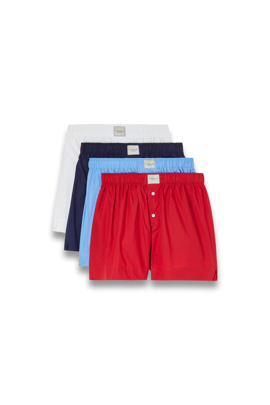Quartetto Set of Four Cotton-poplin Shorts