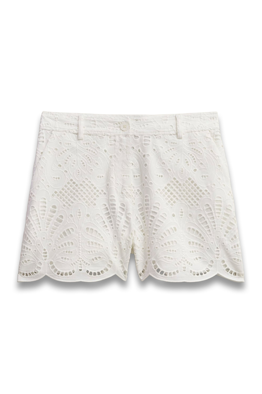 White Buscot Cotton Broderie Shorts