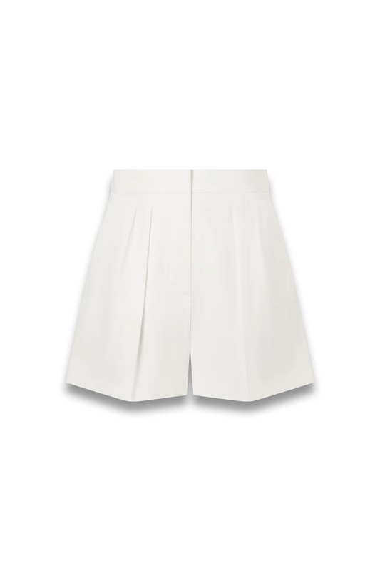 Pleated Cotton-blend Shorts