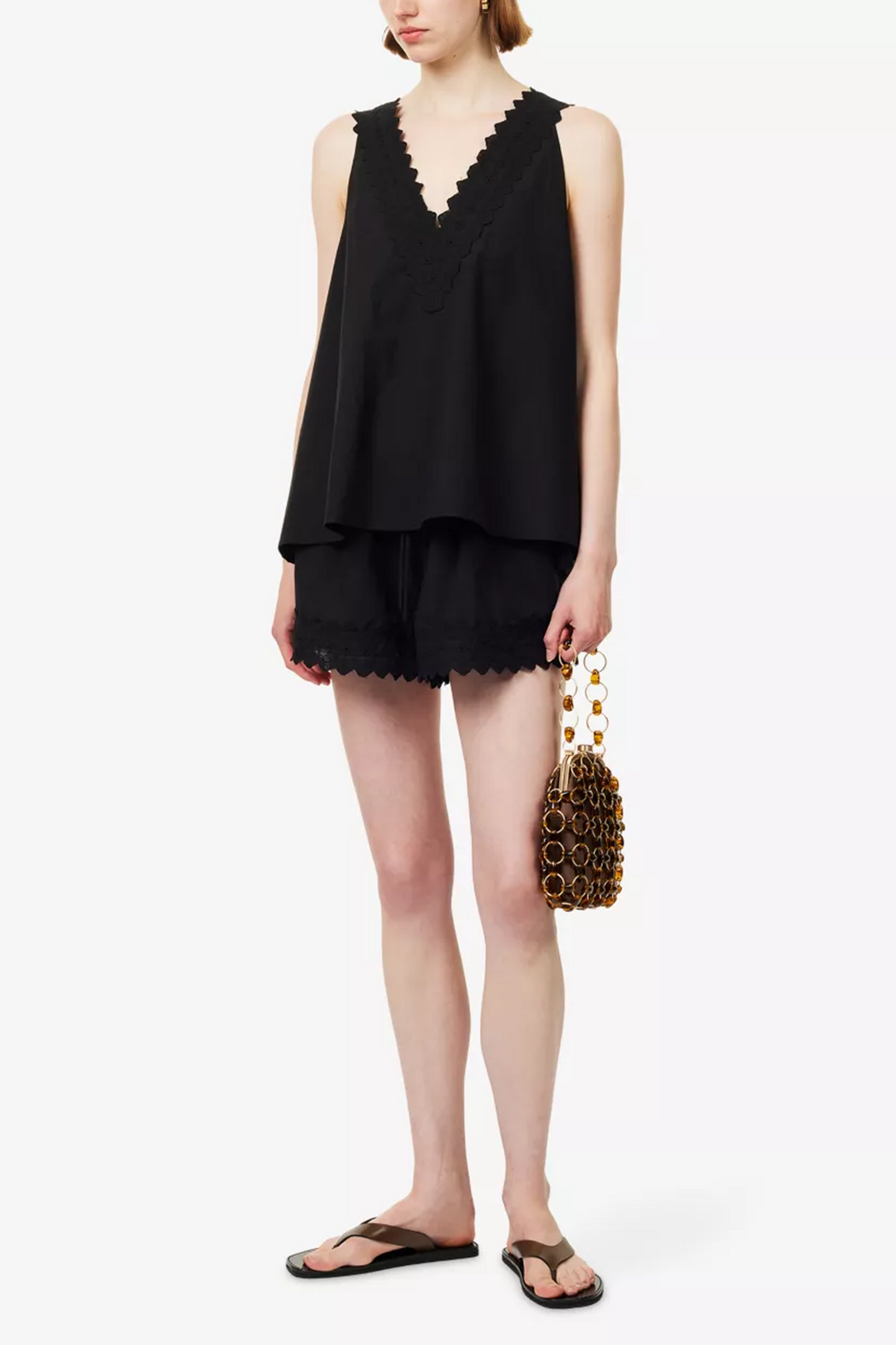 Annabel Cotton-blend Lace-hem Shorts