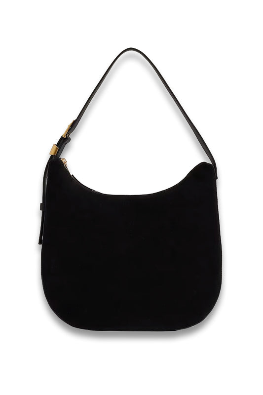 Leather and Suede Shoulder Bag in Black
