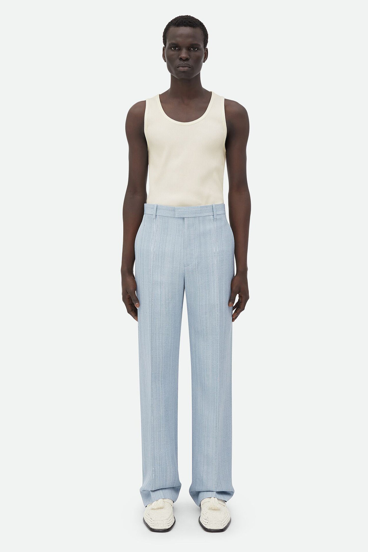 Viscose Silk Trousers With Embroidered Detail