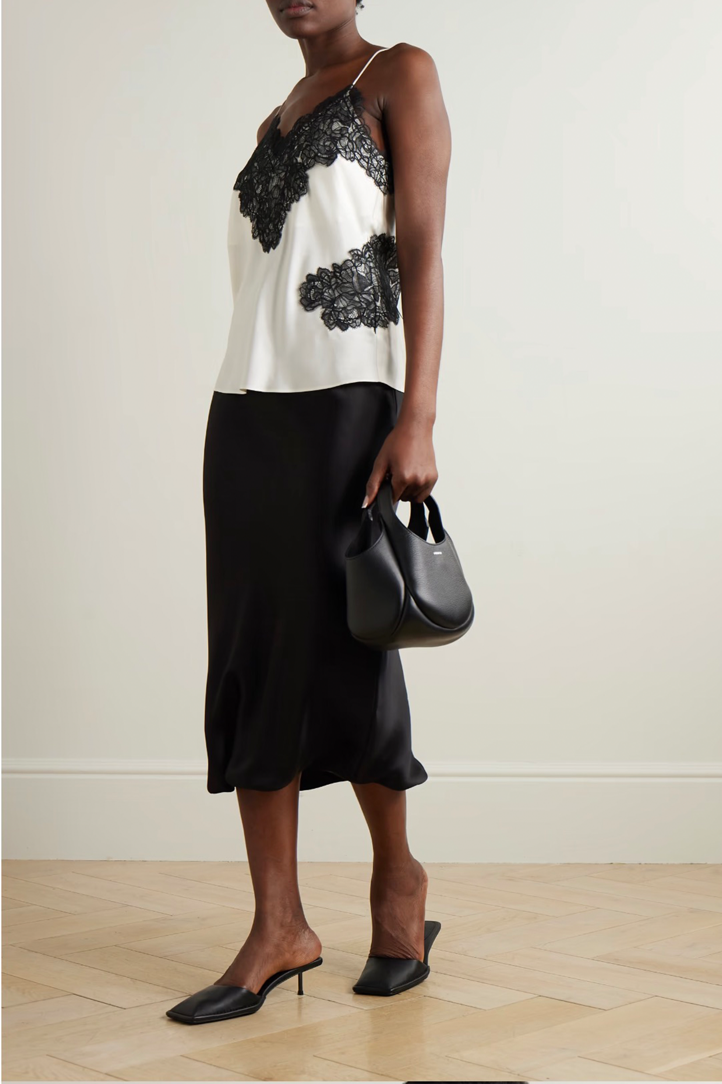 Lace-Trimmed Silk-twill Camisole