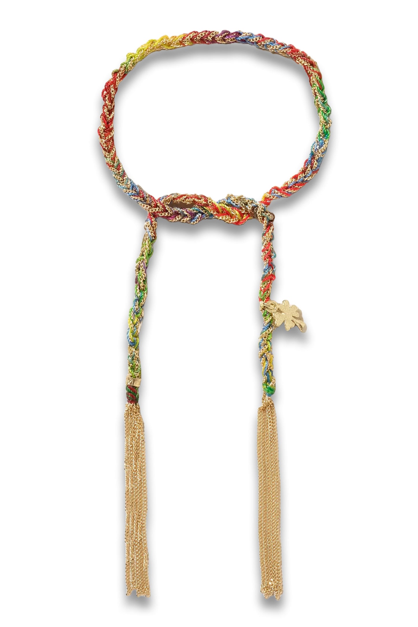 Super Lucky 18-karat Gold And Silk Bracelet