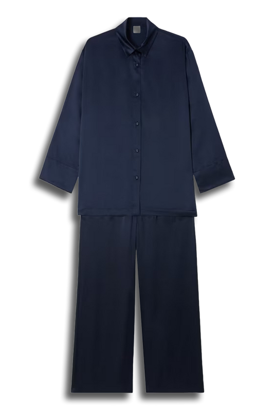 Relaxed Silk Pyjama Set, Navy