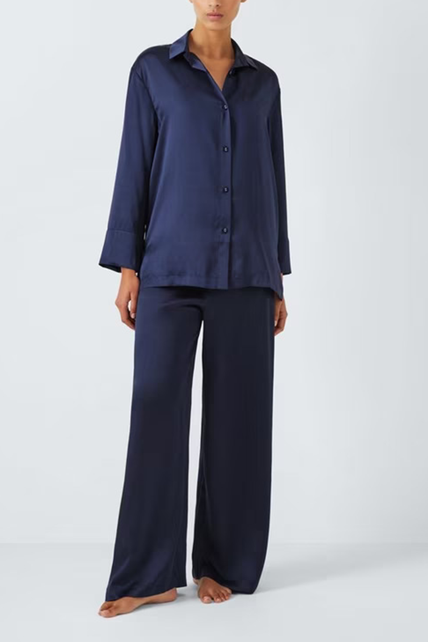 Relaxed Silk Pyjama Set, Navy