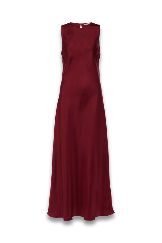Valencia Dress Burgundy Silk Twill