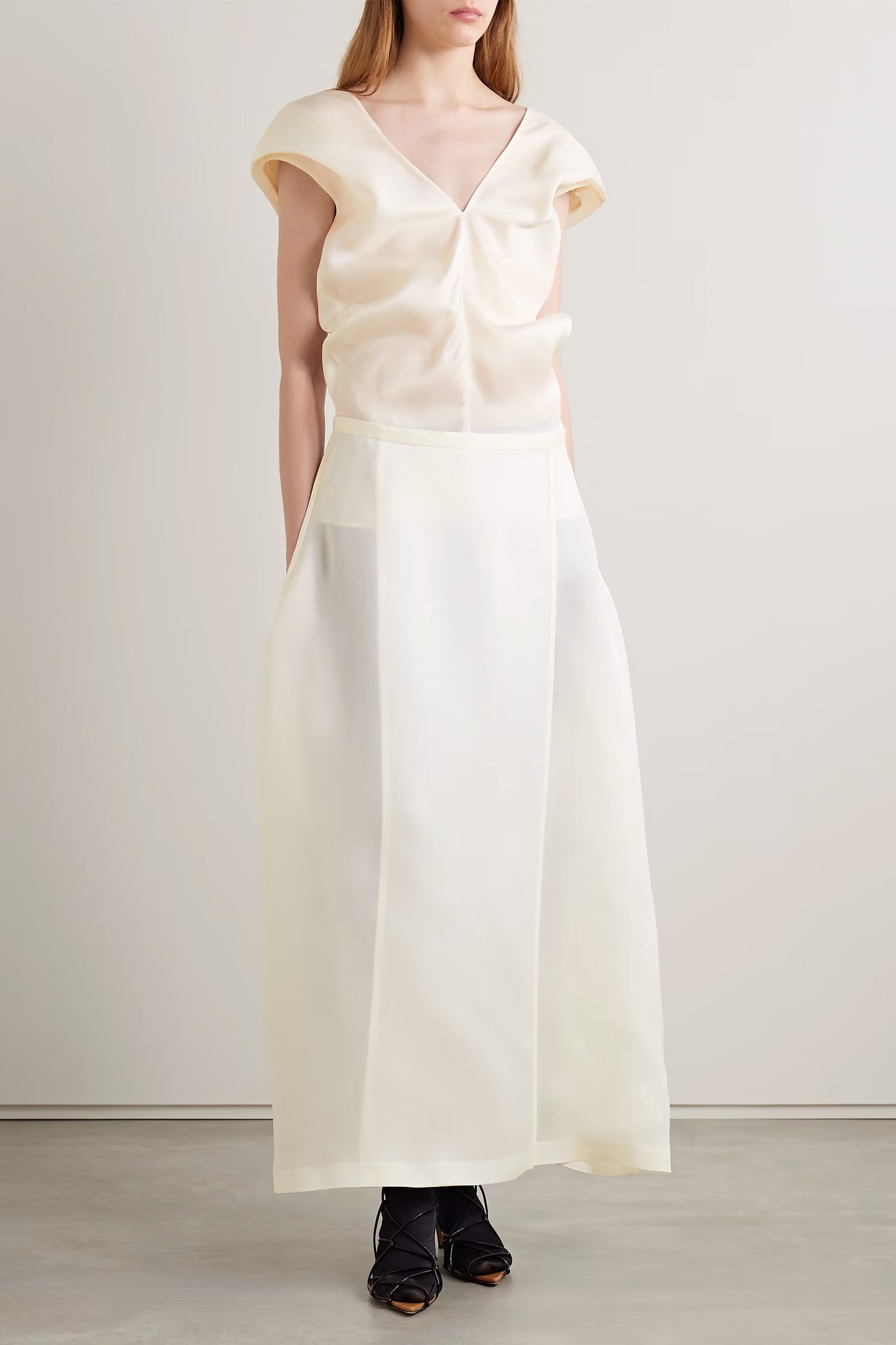 Ami Draped Silk-gazar Top