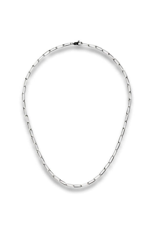 Classic Mini Paperclip-chain Rhodium-plated Brass Necklace