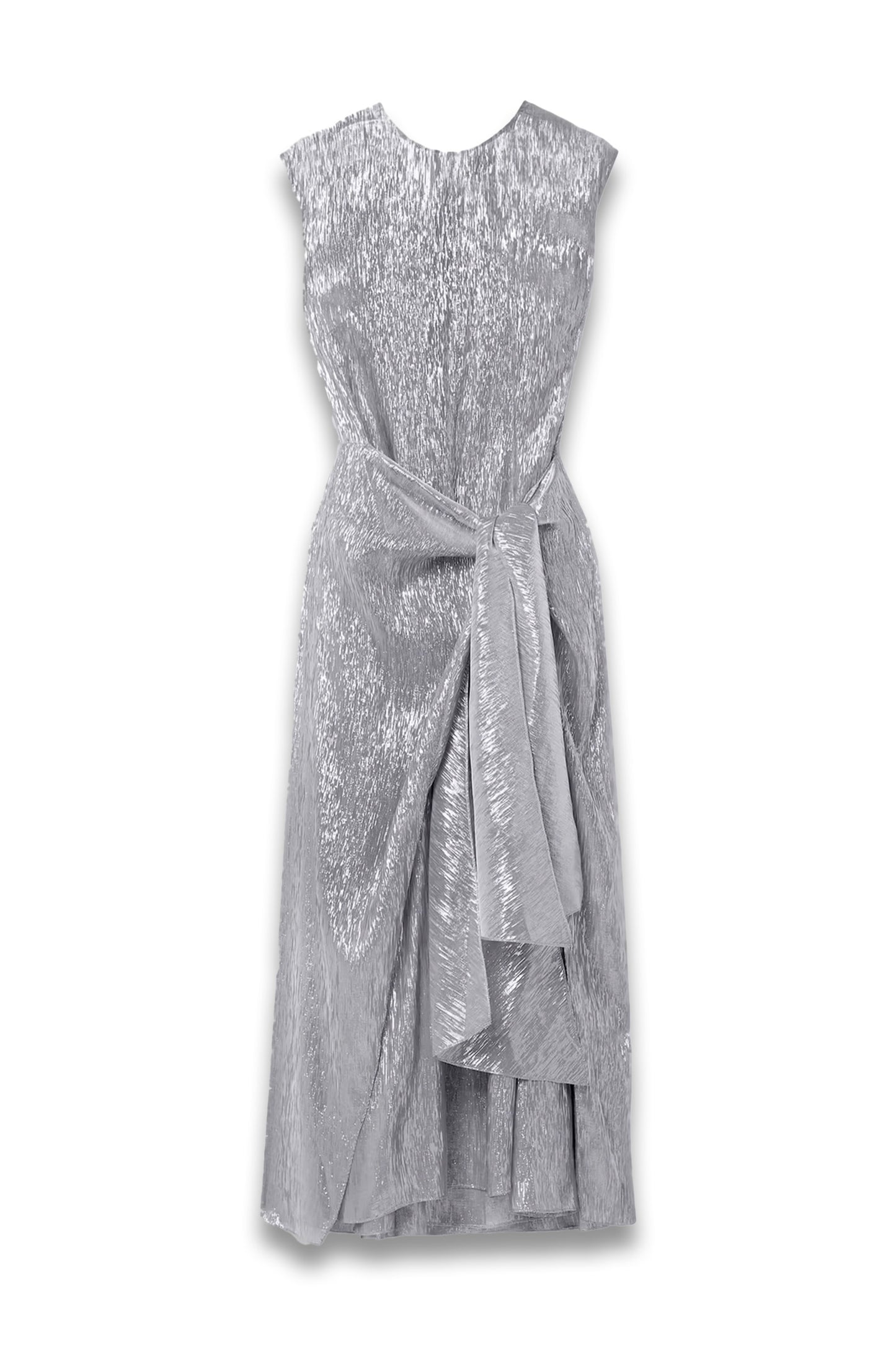 Gia Wrap-effect Draped Silk-blend Lamé Midi Dress