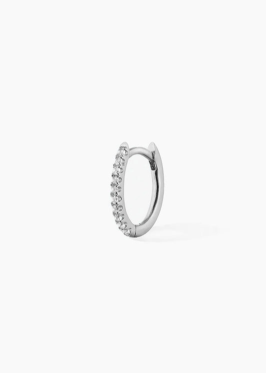 Mini Oval Hoop with White Topaz