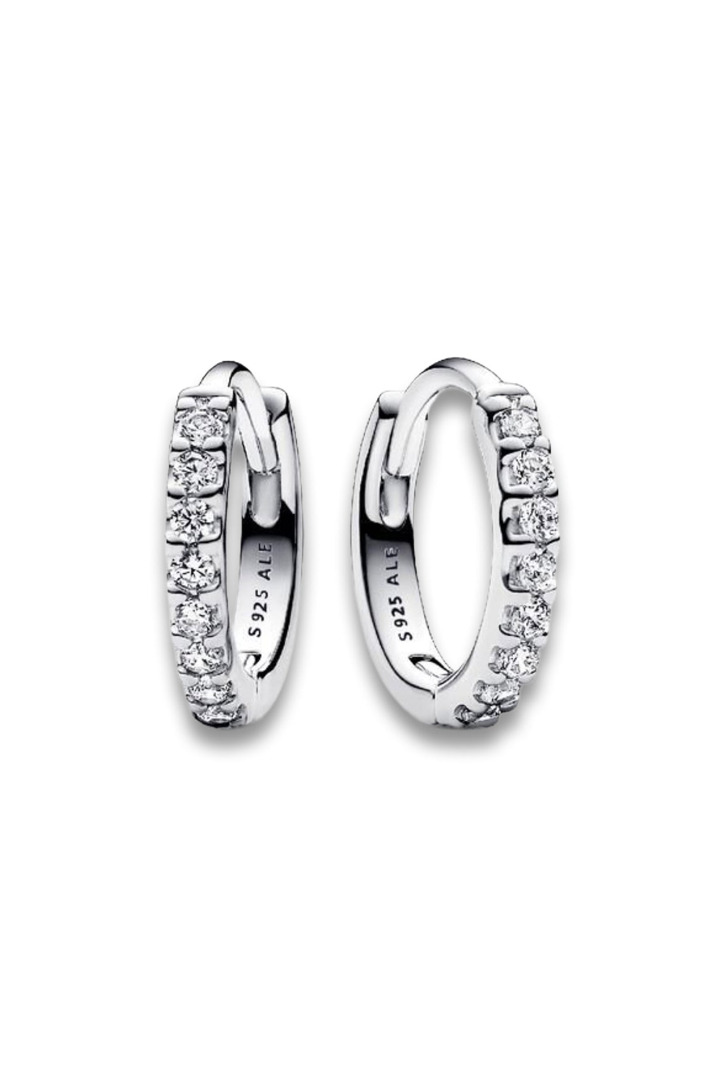 Sparkling Huggie Hoop Earrings in Sterling Silver