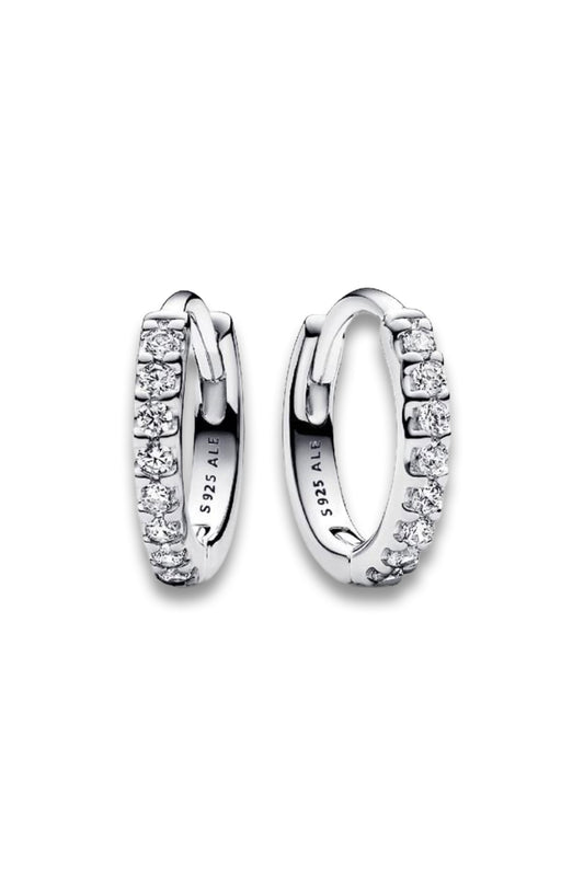 Sparkling Huggie Hoop Earrings in Sterling Silver
