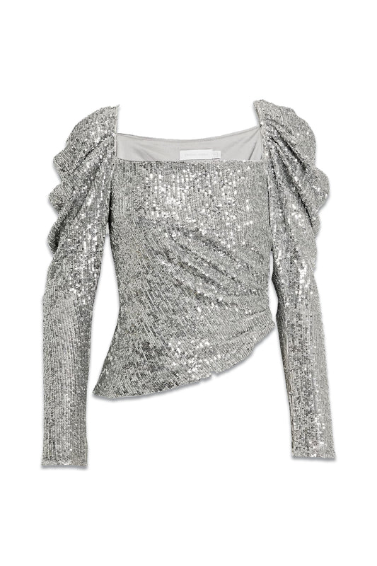 Allura Ruched Sequined Jersey Top