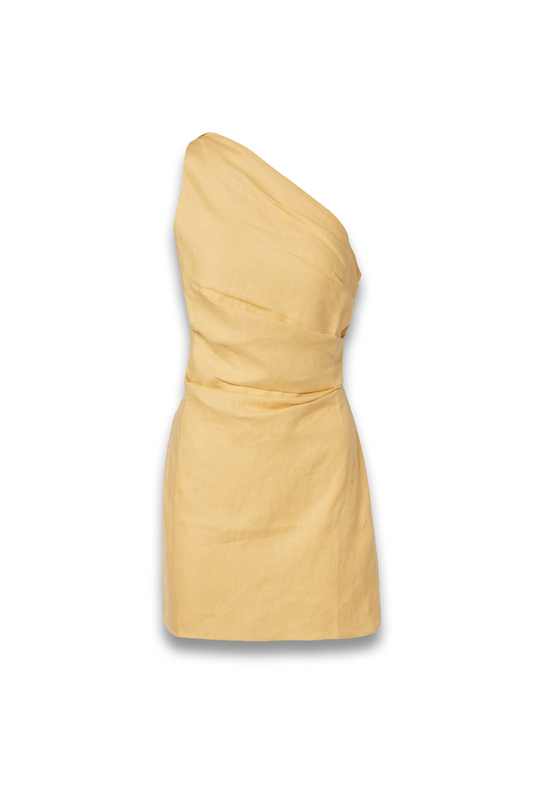 Simona One-shoulder Linen Minidress