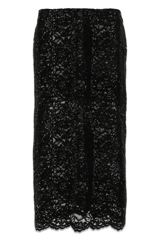 Black Scalloped Midi Skirt