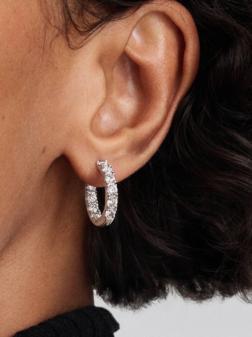 Sparkling Row Eternity Hoop Earrings