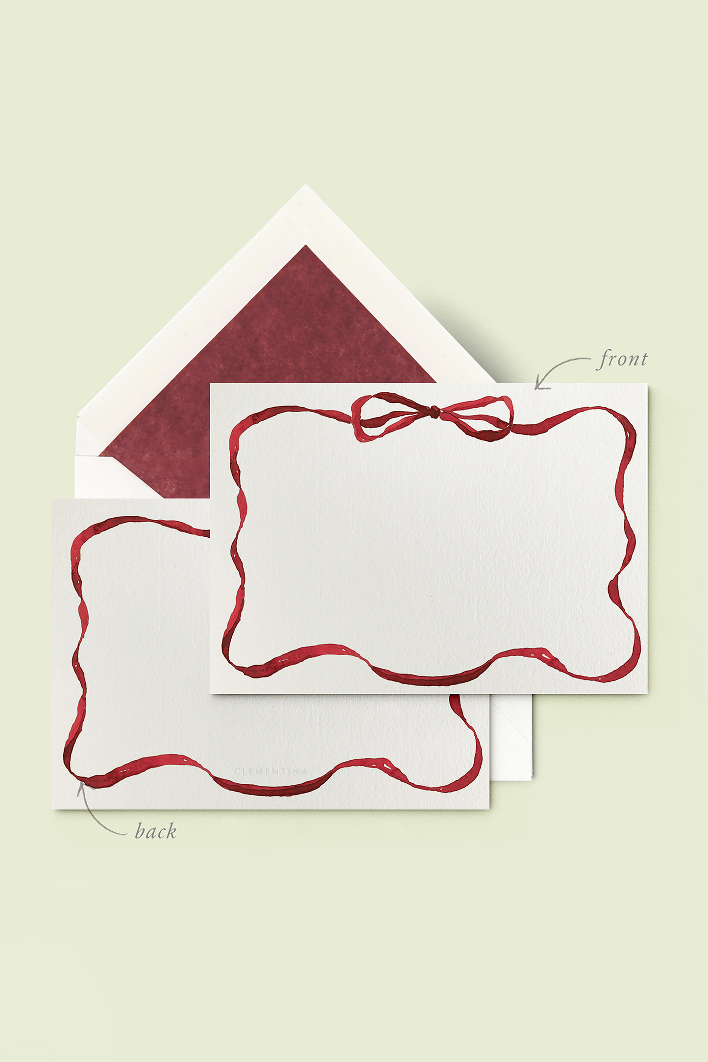 Set-Of-Ten Ribbon-Painted Stationary Cards