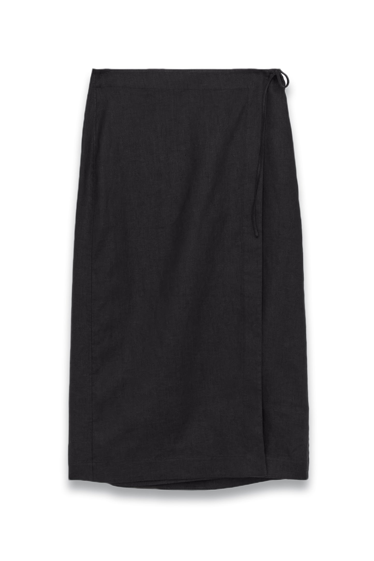 Linen Wrap Skirt In Black