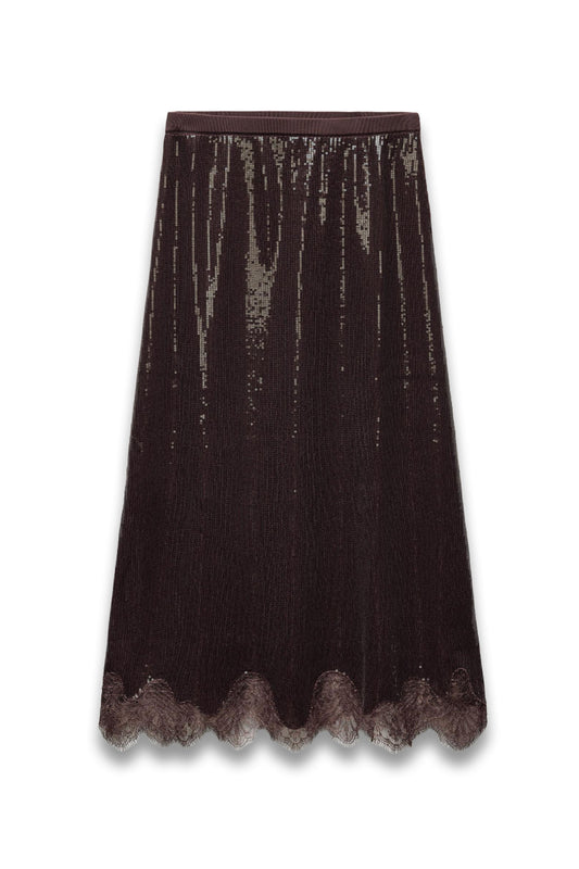 Sequin And Lace Midi Skirt