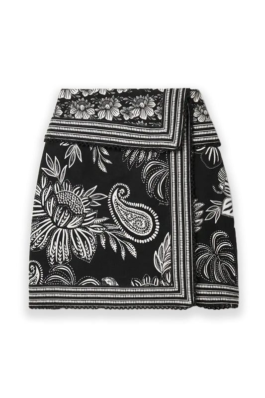 Wrap-effect Floral-print Organic Cotton-twill Mini Skirt