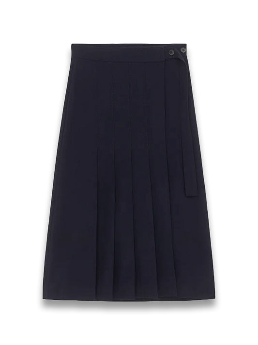 Pleated Wool-Blend Skirt